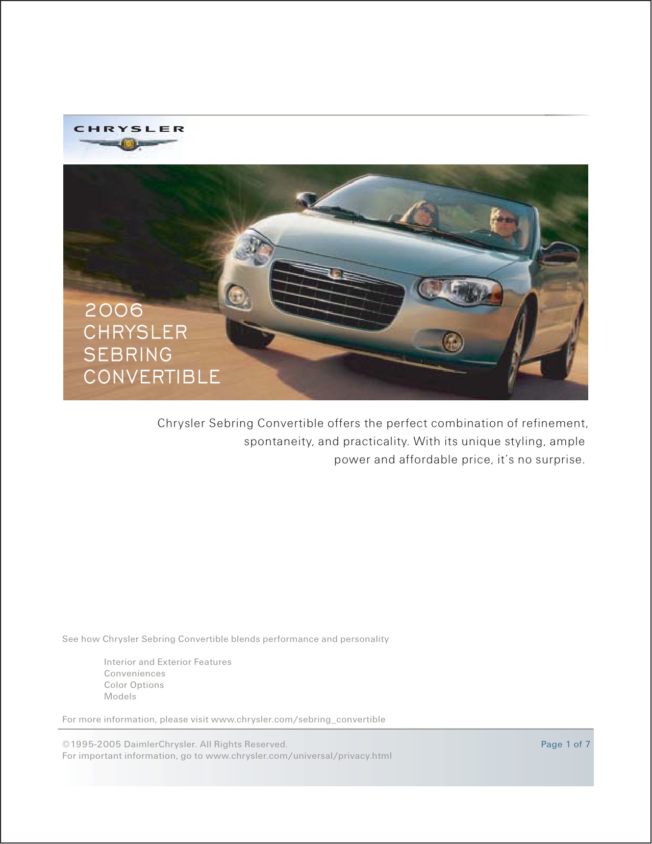2006 Chrysler Sebring Convertible Brochure